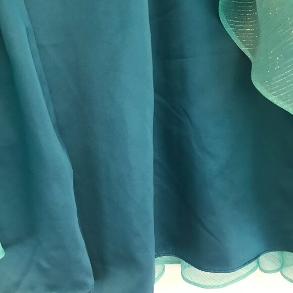 Max Cleo dress women size M mini tiered frill teal brown holiday Christmas Y2K - Picture 7 of 10